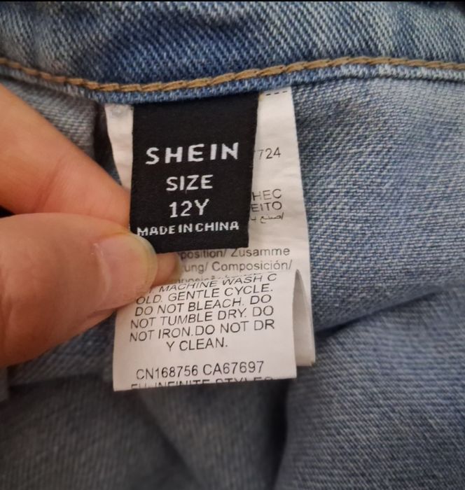 SHEIN Girlism Плисирана дънкова пола с необработен подгъв