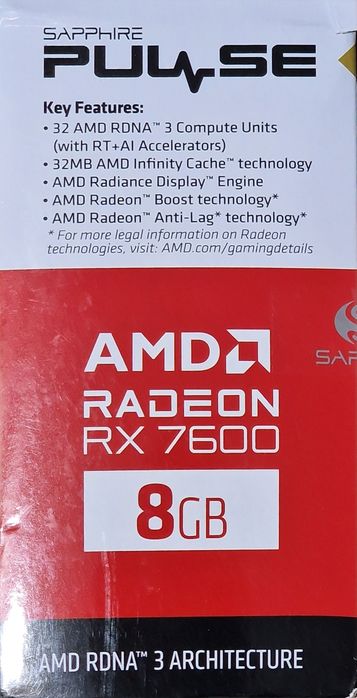 Placa Video SAPPHIRE PULSE AMD Radeon RX 7600 8GB