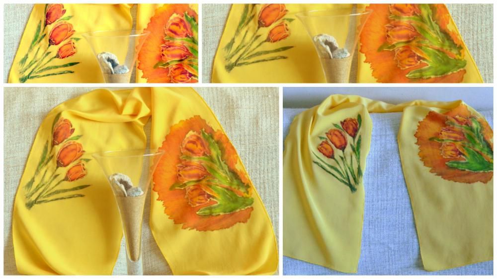 Ръчно рисувани копринени шалове уникат