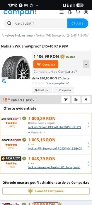 245/40R19 Nokian wra4 in stare foarte buna