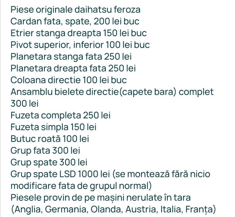 Grup diferențiat fata spate daihatsu feroza 1.6i 16v ( LSD )