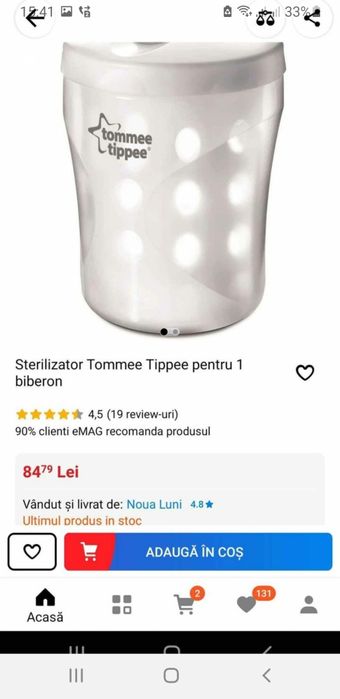 Sterilizator casnic sau voiaj, biberon și suzete.