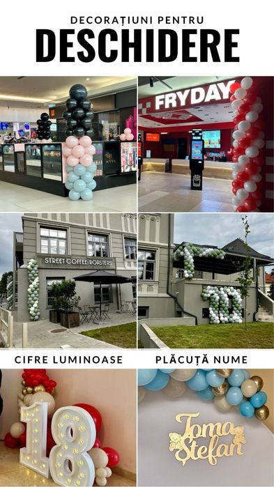 Aranjament baloane pentru botez/ nunta/ majorat