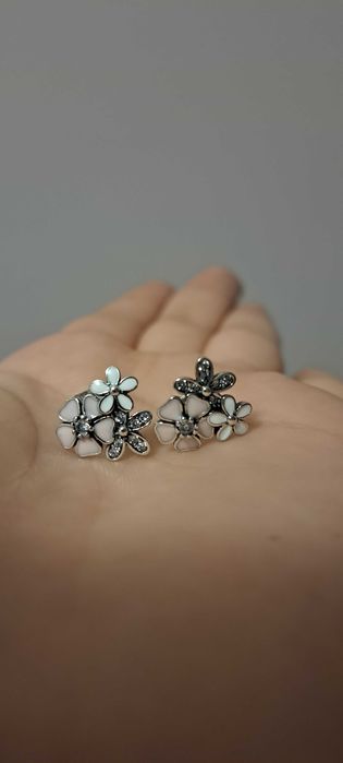 Сребърни обеци на цветя S925