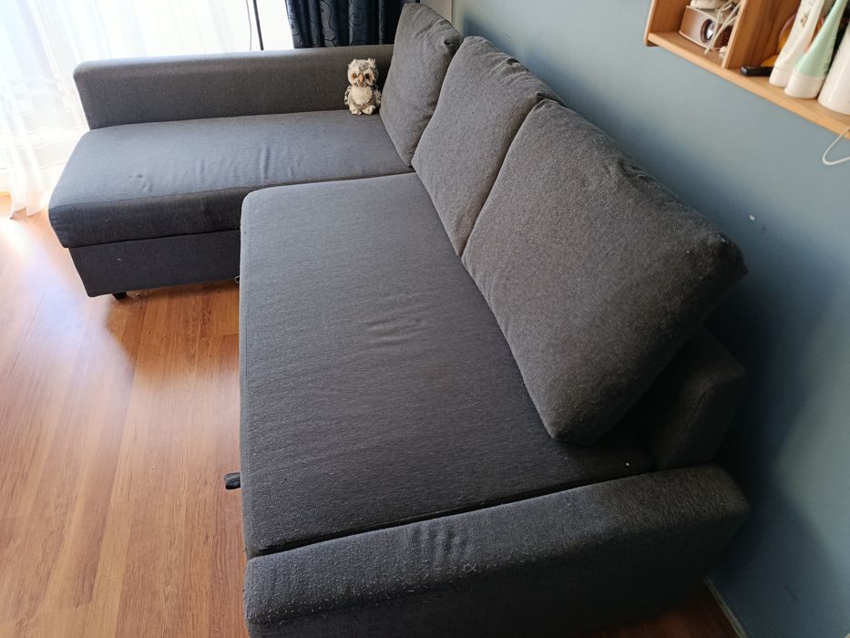 Ъглов разтегателен диван - сив, ИКЕА