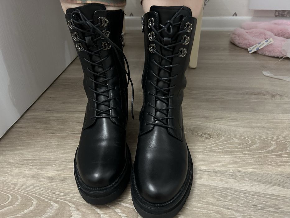 Кожаные сапоги зимние