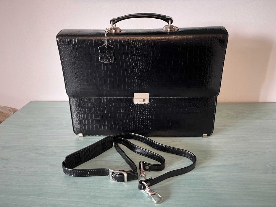 Geanta / servieta din piele naturala, stil diplomat, dama