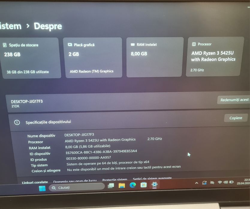 Lenovo Thinkbook 14 G4 Ryzen 3 5425u, 8 GB DDR4, 256 GB SSD