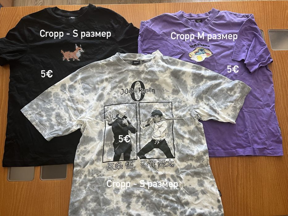 Тениски в S/M/L размери, не цени от 20-5€. Погледнете снимките за цени, размери и марки! (Zara, Armani, Polo, Cropp, Bershka, H&M)