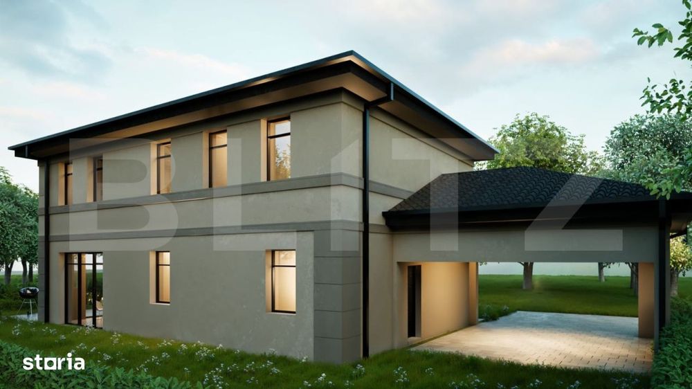 Casa individuala 4 camere, 126mp, 445 teren liber, clasa A+, zona Flor