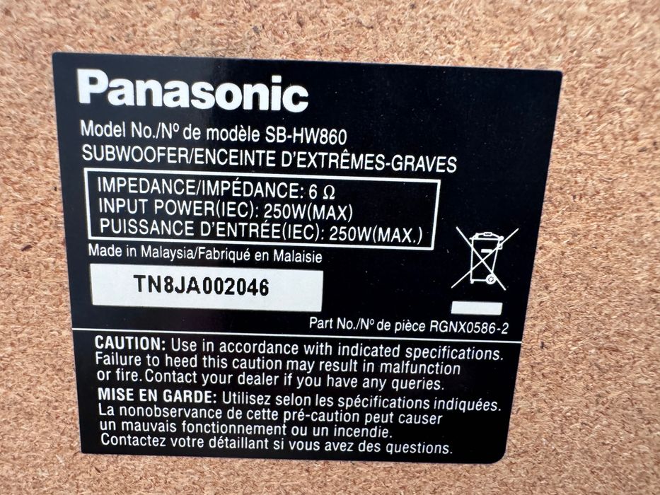 subwoofer pasiv si 5 boxe Panasonic provin de la Panasonic 5.1 SA-PT860