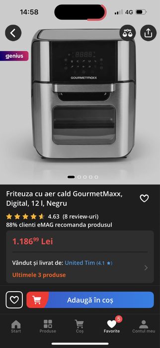Friteuza cu aer cald GourmetMaxx, Digital, 12 l, Negru