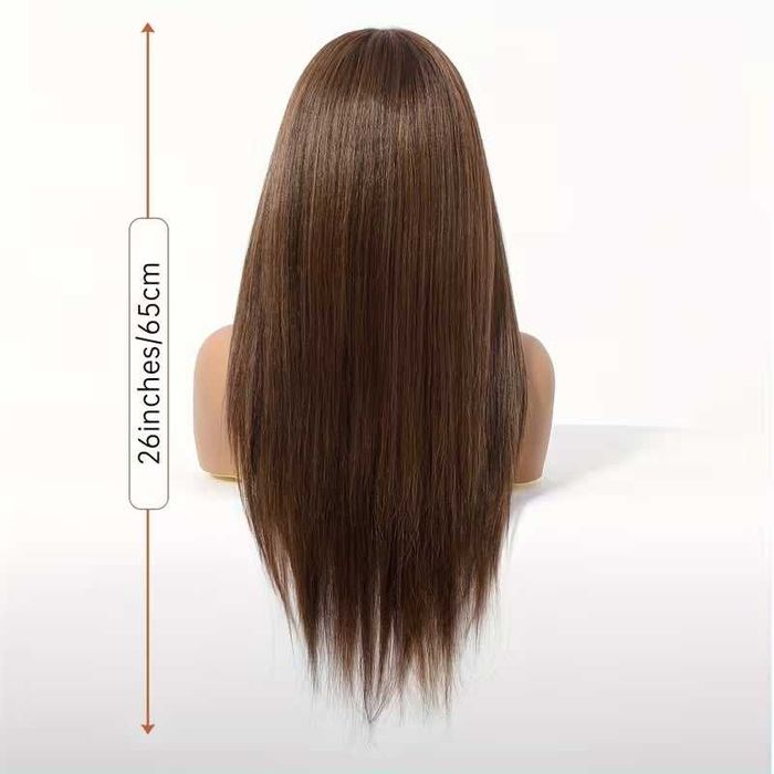 Кафява права перука 65 см с дантелен път T Part Lace 13x4x1