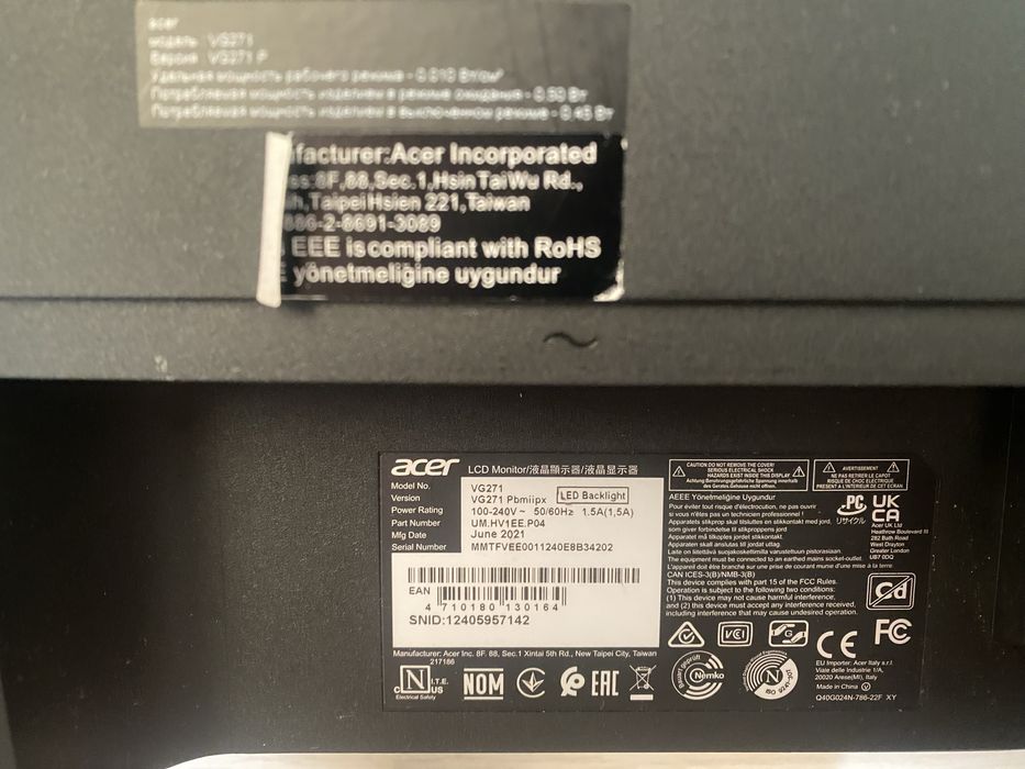 Монитор acer VG271