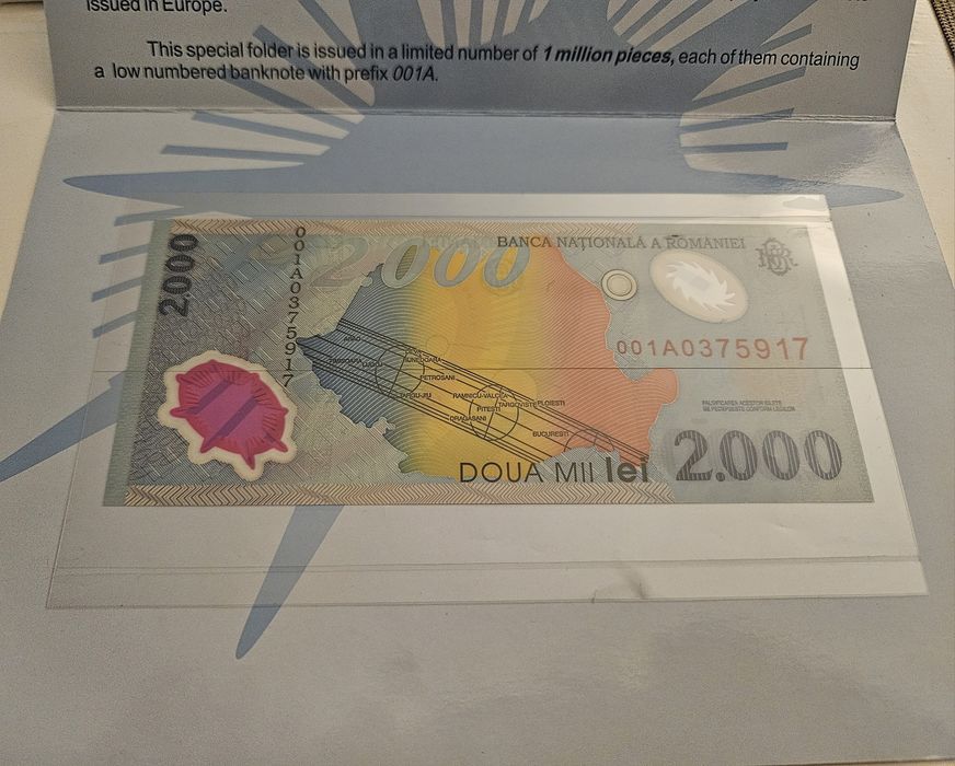 Bancnotă rară 2000 lei, ediție specială Eclipsa Solară 1999