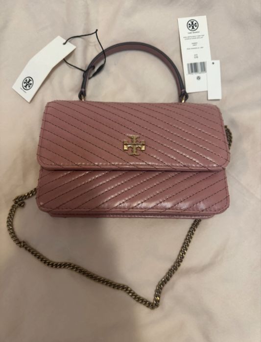 Tory Burch pink magnolia quilted handle bag