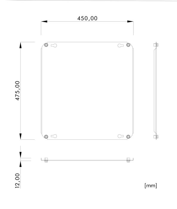 Placa montaj contrapanou cutii metalice (contra-placa tablou) 475x450