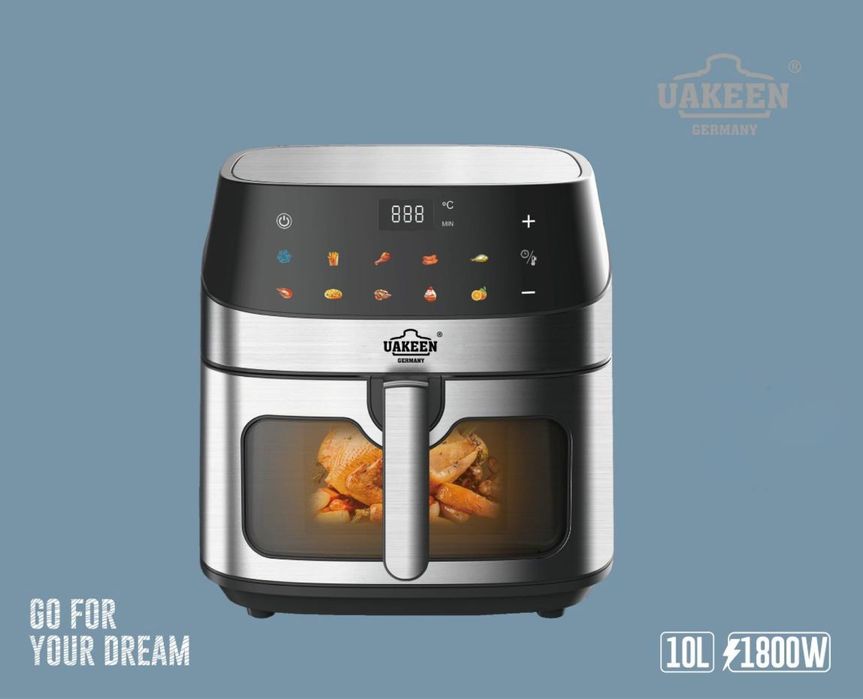 Аэрогриль электрический 10 в 1, фритюрница для готовки без масла, 10 л