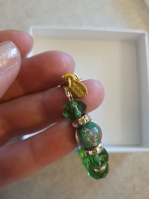 Bratara sticla veritabilă Murano verde, eleganta, NOUA, în cutia sa