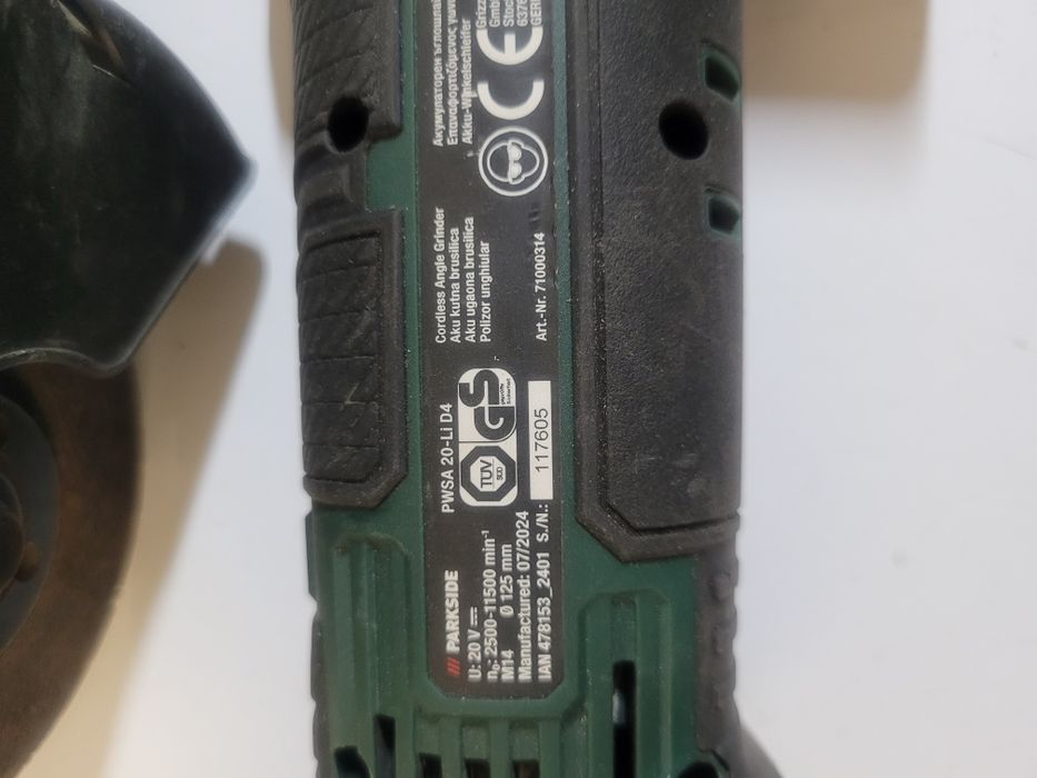 Ъглошлайф Parkside PWSA 20-LI D4(ЗА ЧАСТИ)