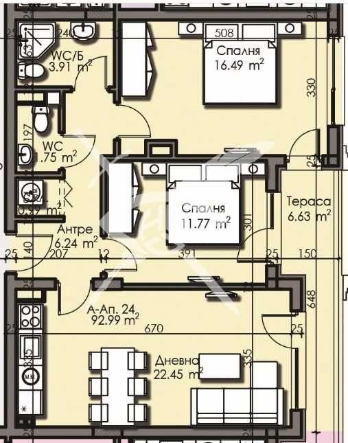 Тристаен апартамент в Изгрев 919-28179