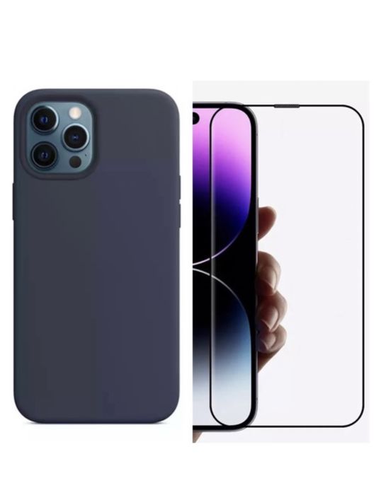 Husa Color Alcantara+Folie Sticla Iphone 14/15/16E/17 PLUS PRO MAX AIR