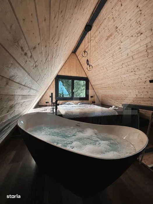 Cabana moderna A-Frame, jacuzzi, regim hotelier