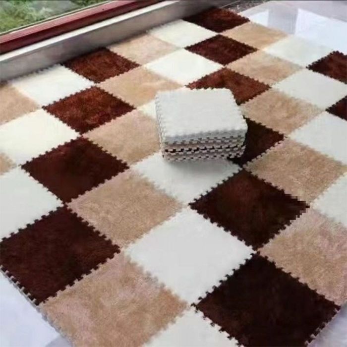 Плюшена подложка за под от пяна- мек пъзел килим, комплект от 10 части