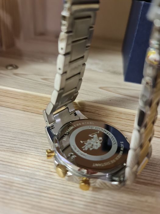 S. Polo Assn., Часовник с иноксова верижка, Сребрист/Златист