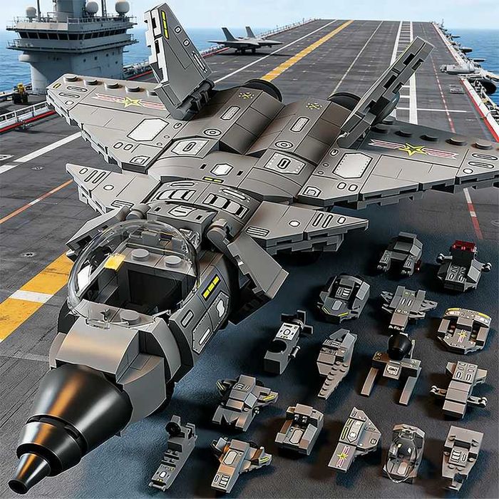 Joc constructii tip Lego avion Stealth  J-20 cu 510 piese 2 figurine
