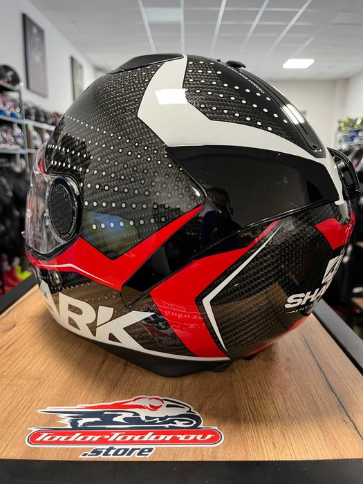 Мото каска SHARK SPARTAN CARBON RAVE ,вградени очила,S 55-56см