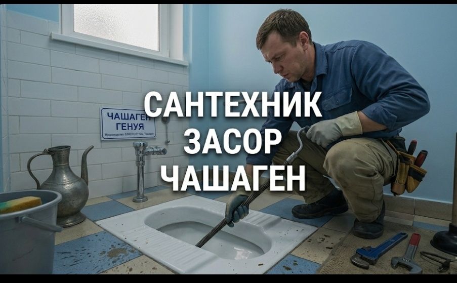 Засор чашагена, унитаз. Чистка конализации Сантехник. Услуги сантехник