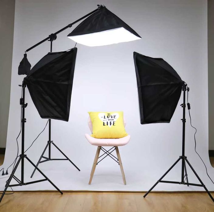 К-кт за осветление , софтбокс 3 бр. + 1 бр подвижно рамо / буум арм