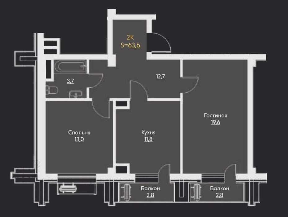 ЖК Manhattan. 2-комнатная, 63 м². г. Ташкент, Дархан, парк Тельман