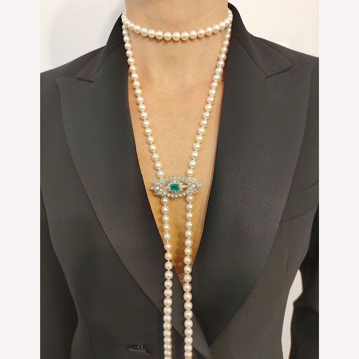 brosa Art Deco autentica, smarald Columbia, diamante, platina