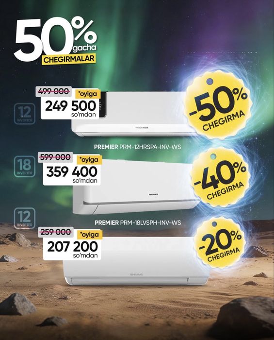 Konditsioner premier 12 Aksiya Muddatli tólov