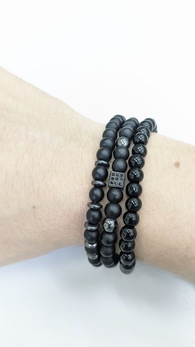 Черные браслеты Crown (Black/Silver)