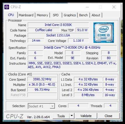 Процесор Intel® Core™ i3-8350K lga 1151