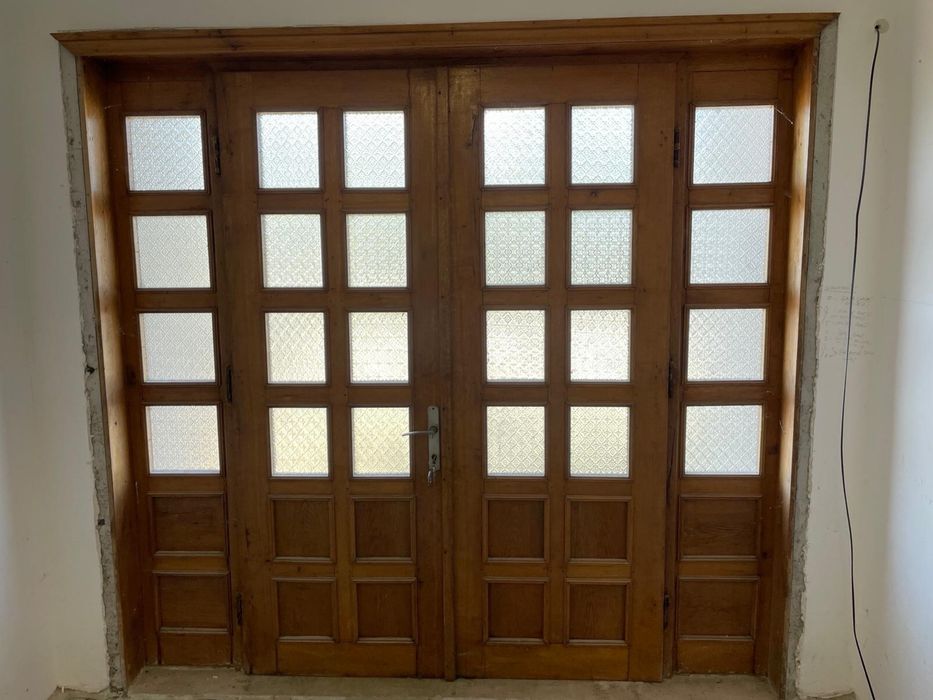 Ușă dublă din stejar sculptată - cu motive de vanatoare/natura