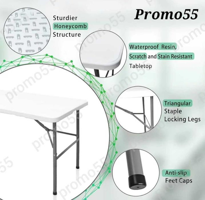Сгъваема маса с голям плот тип куфар за тераса, градина, двор кетъринг