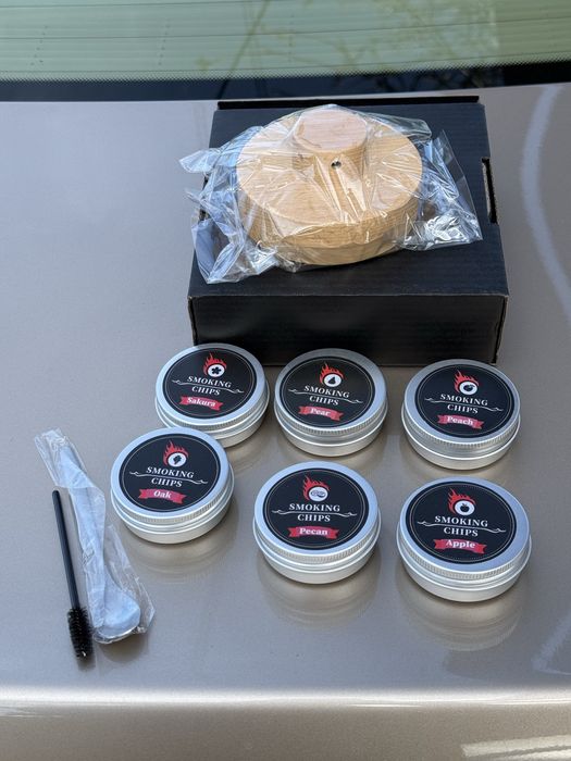 Set afumator pahar,cocktail/whisky,6 arome lemn natural
