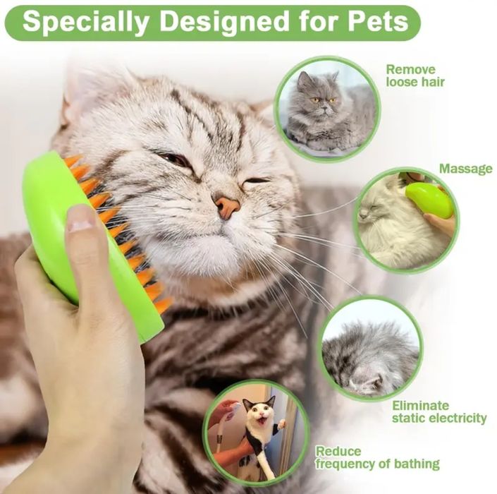 Perie animale cu abur , încărcare cu acumulator , perie caini pisici