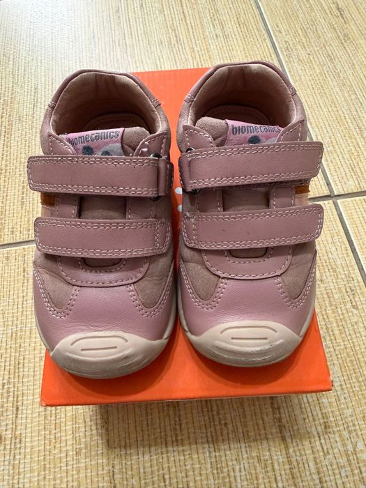 Pantofi copii fete din piele Biomecanics, model inalt, Roz