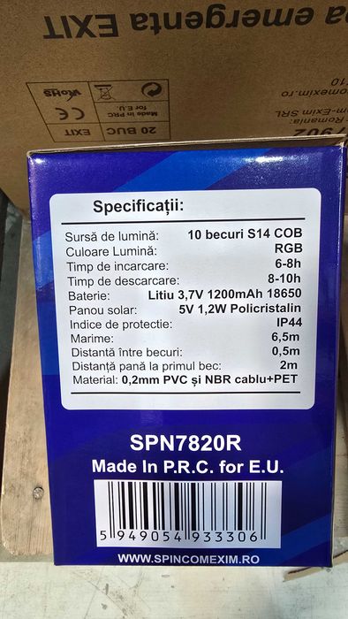 Vând ghirlande luminoase cu panou solar RGB