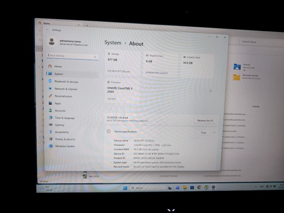 Laptop gamer asus tuf f16