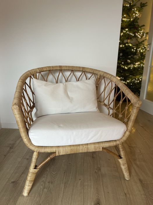 Fotoliu scaun ratan cu perne Ikea