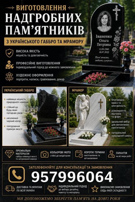 Изготовление мраморных и гранитных памятников