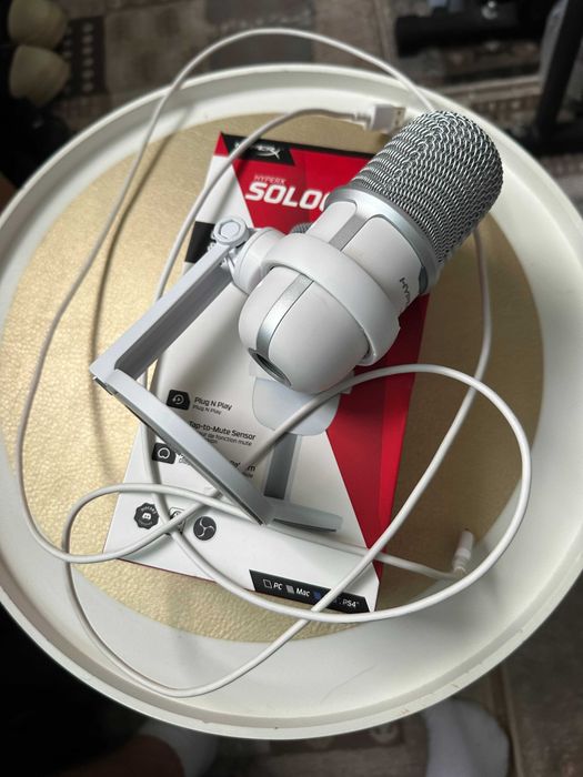 Microfon HyperX SoloCast White USB + brat + pop filter