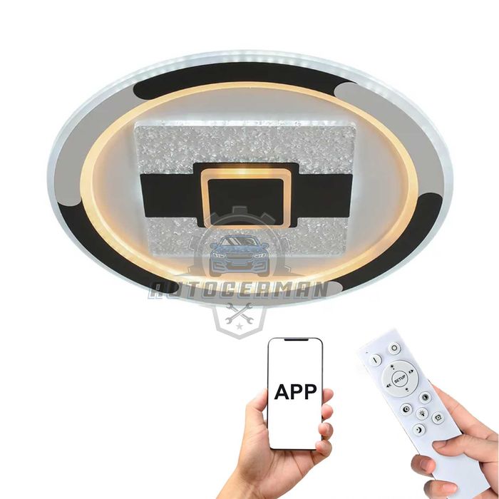 LED лампа за таван , Черно/бяла, дължина 48 cm, CCT, 3D дистанционно