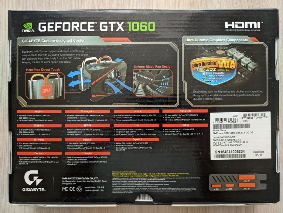 Видеокарта Gigabyte Geforce 1060